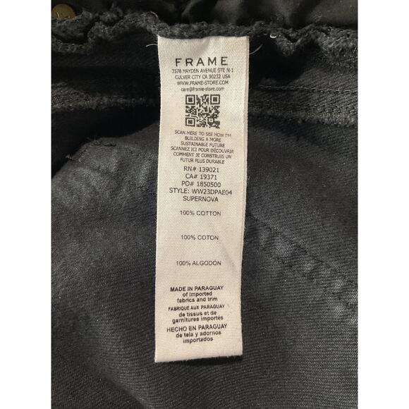 Frame The 1978 Black Cotton Denim Jean Size 27 - Picture 4 of 6